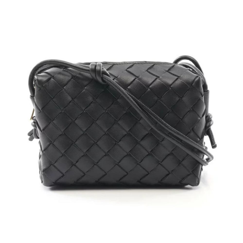 Bottega Veneta Loop Intrecciato Shoulder Bag Leather Black